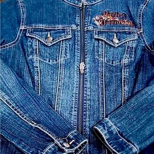 Denim Embroidered Harley Davidson Jacket NWOT